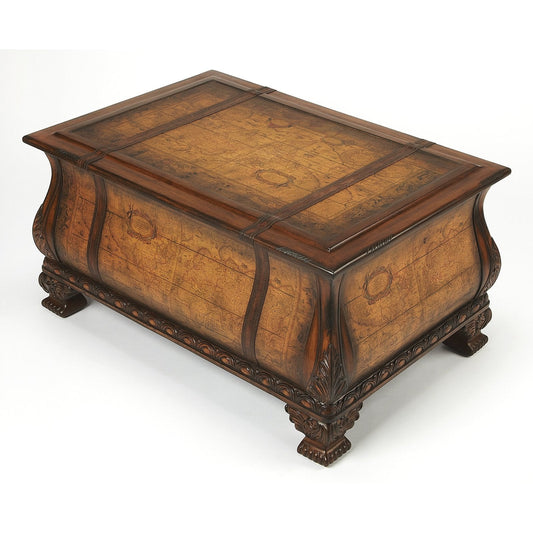 Butler Specialty Company Vasco Bombe Old World Map Trunk Table, Light Brown  - 553070