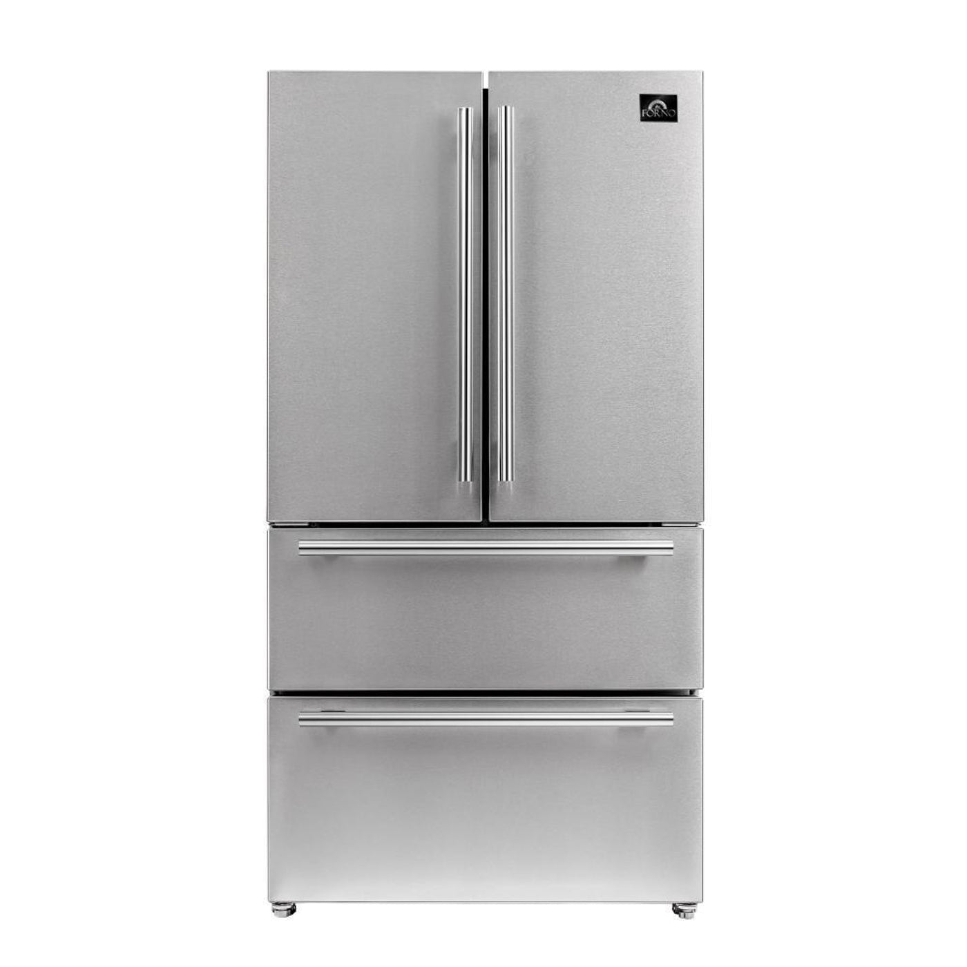 Forno 5-Piece Appliance Package - 30-Inch Gas Range with Air Fryer, Refrigerator, Wall Mount Hood, 24-Inch Microwave Drawer, & 3-Rack Dishwasher in Stainless Steel - APR5-6276-30-H-MWD
