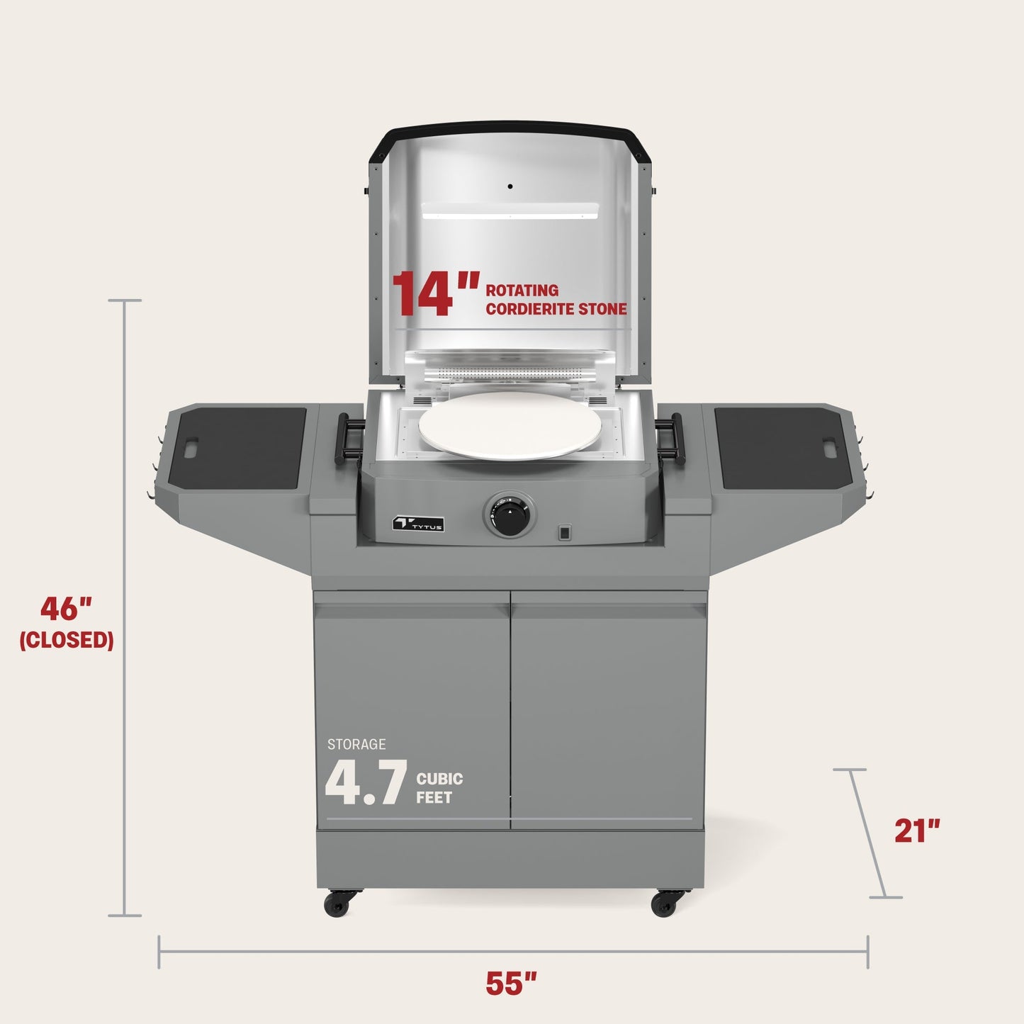 TYTUS Emberwood Pizza Oven with Grill and Prep Cart - TDT-CRT-GPZA