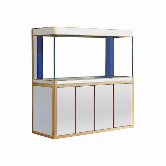 Aqua Dream 220 Gallon Tempered Glass Aquarium White and Gold - AD-1760-WT