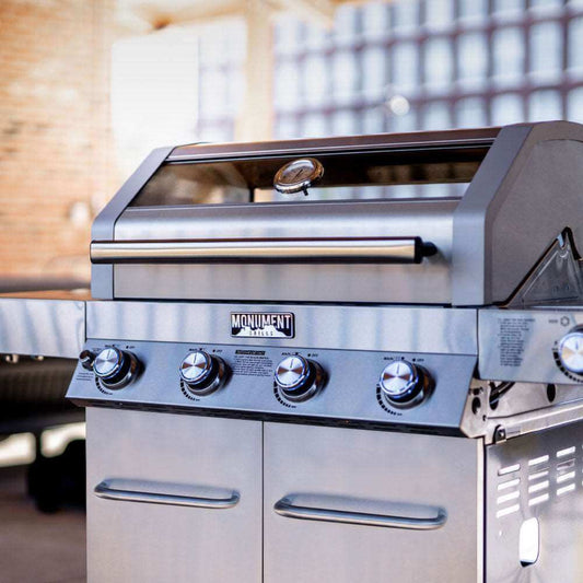 Monument Grills Classic 41847NG Series | 4 Burner Propane Gas Grill in Stainless Steel  (Natural Gas Convertible) - 41847NG