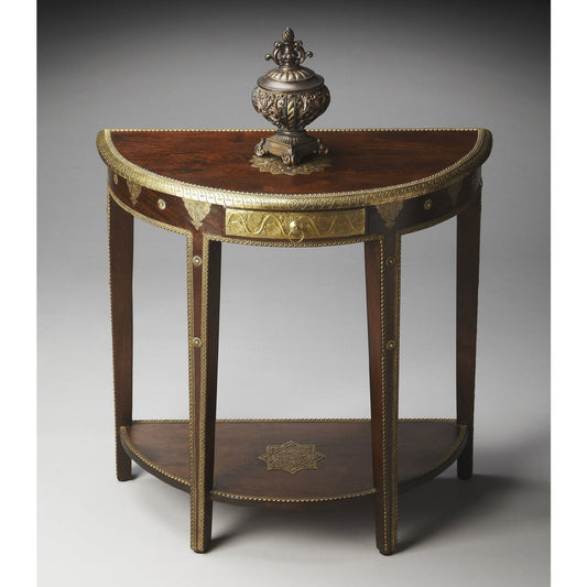 Butler Specialty Company Ranthore Brass Demilune Console Table, Dark Brown  - 2054290