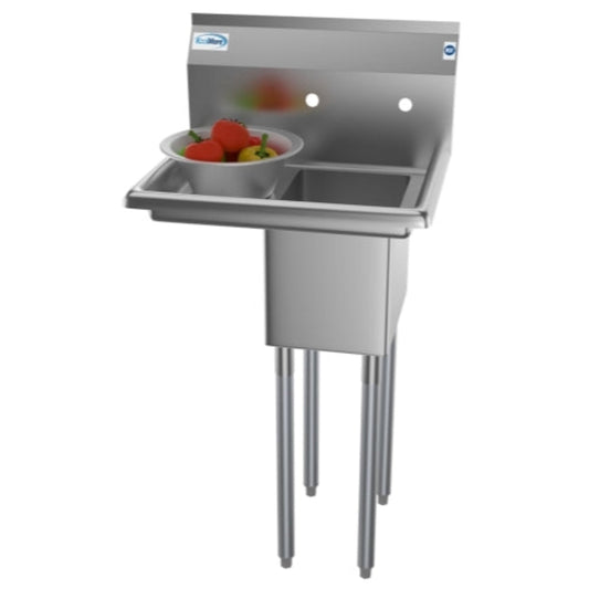 KOOLMORE 23 in. One Compartment Stainless Steel Commercial Sink with Drainboard, Bowl Size 10" x 14" x 10"   - SA101410-10L3.