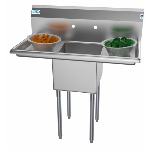 KOOLMORE 38 in. One Compartment Stainless Steel Commercial Sink with Drainboards, Bowl Size 14"x 16"x 11"  - SA141611-12B3.