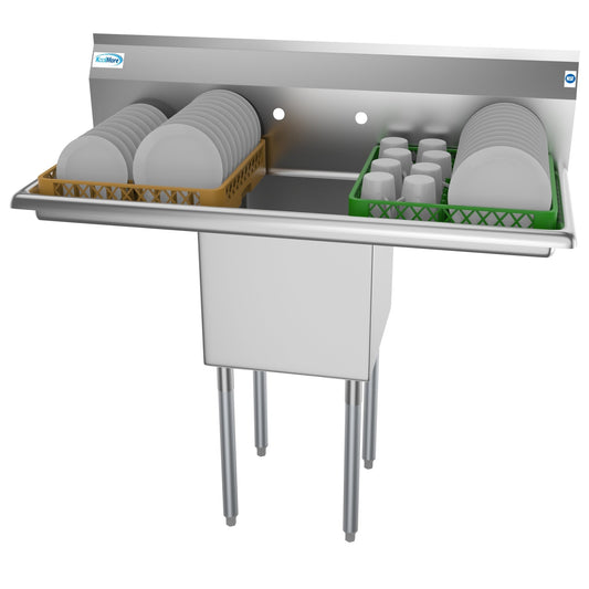 KOOLMORE 45 in. One Compartment Stainless Steel Commercial Sink with Drainboards, Bowl Size 15"x 15"x 12" -  SA151512-15B3.