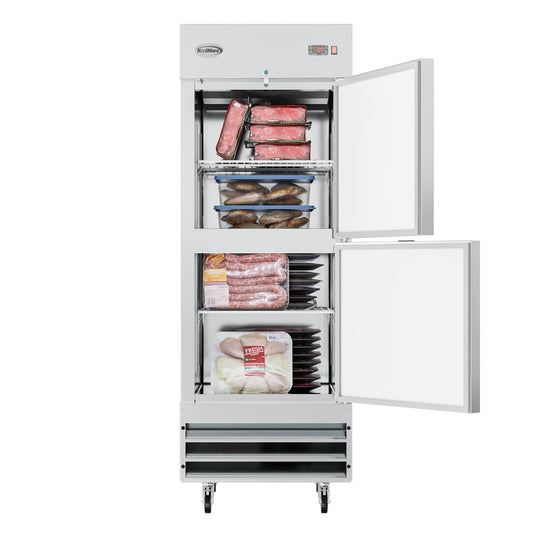 KOOLMORE 29 in. Commercial Stainless Steel Solid Half Door Reach-In Freezer 23 cu. ft - . RIF-1D-SSHD