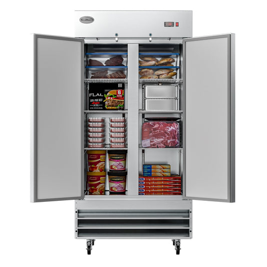 KOOLMORE 39 in. Commercial Stainless Steel 2-Door Reach-In Freezer, 35 cu. ft.  - RIF-2D-SS35C