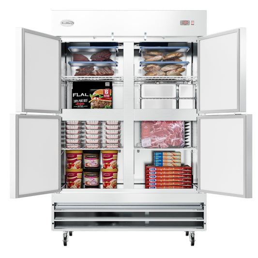 KOOLMORE 54 in. Commercial Stainless Steel Solid Half Door Reach-In Freezer, 47 cu. ft.  - RIF-2D-SSHD