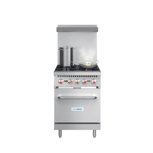 KOOLMORE 24 in. 4 Burner Commercial Natural Gas Range with Oven in Stainless-Steel  - KMCR24NG