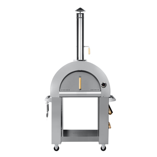 KOOLMORE 32 in.Outdoor Wood Fired Pizza Oven in Stainless-Steel (KM-OKS-WFPO) - KMOKSWFPO