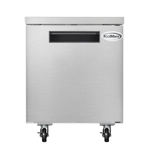 KOOLMORE KMUCF1DSS 27 in. One-Door Commercial Undercounter Freezer in Stainless Steel with Casters, ETL Listed  - KM-UCF-1DSS