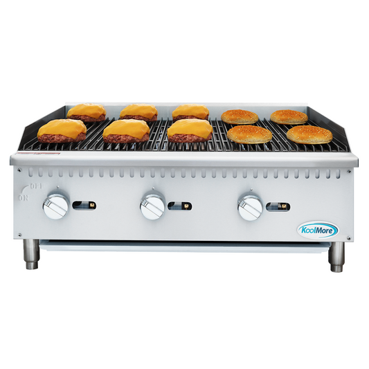 KOOLMORE 36 in. Commercial 3-Burner Natural Gas Charbroiler with 90,000 BTU in Stainless-Steel - KMGCB336M