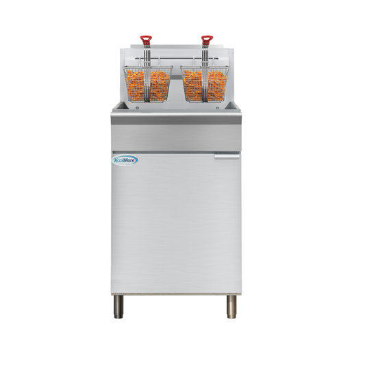 KOOLMORE 75 lb. Floor Standing Natural Gas Commercial Fryer with 150,000 BTU in Stainless-Steel, ETL Listed - KMFDF75NG