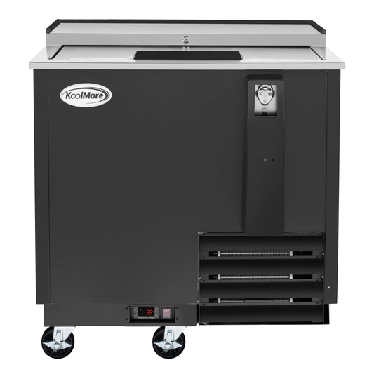 KOOLMORE 36 in. Commercial Bottle Cooler in Black with Built-In Opener, ETL Listed, 9 cu. ft.  - KMBOC36BK