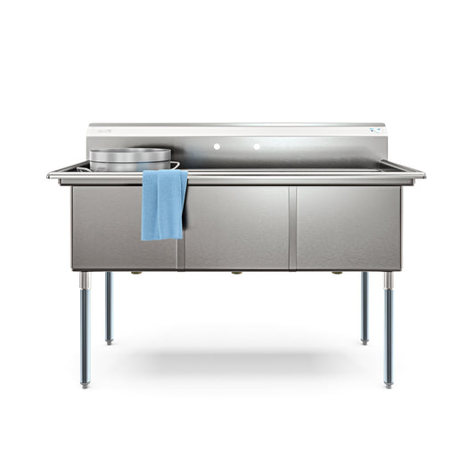 KOOLMORE KMSC182414N3 60 in. Three Compartment Commercial Sink, Bowl Size 18x24x14 in 18-Gauge Stainless-Steel  - KM-SC182414-N3