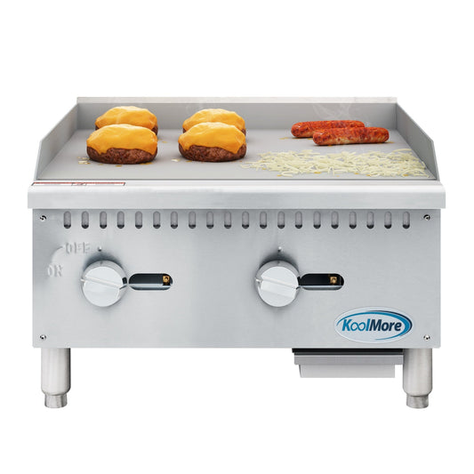 KOOLMORE 24 in. Natural Gas 2-Burner Griddle with 60,000 BTU in Stainless-Steel - KMGG224M