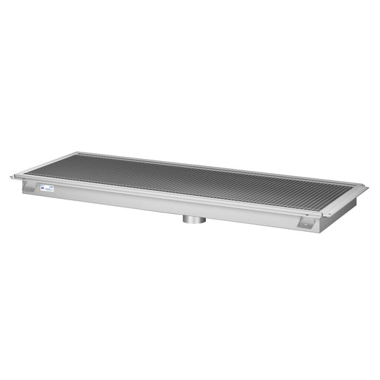 KOOLMORE 18" x 54" Stainless Steel Floor Trough Drain, 14-Gauge with Subway-Style Grating & Removable Drain Basket, NSF Listed  - KMFTG1854