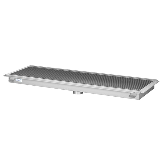 KOOLMORE 18" x 60" Stainless Steel Floor Trough Drain, 14-Gauge with Subway-Style Grating & Removable Drain Basket, NSF Listed - KMFTG1860