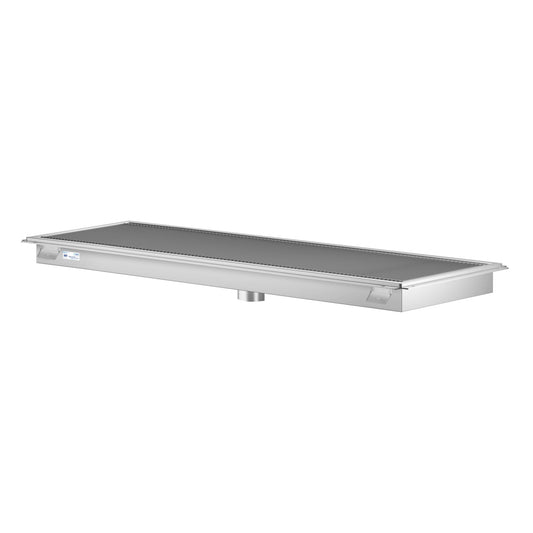 KOOLMORE 24" x 72" Stainless Steel Floor Trough Drain, 14-Gauge with Subway-Style Grating & Removable Drain Basket, NSF Listed  - KMFTG2472