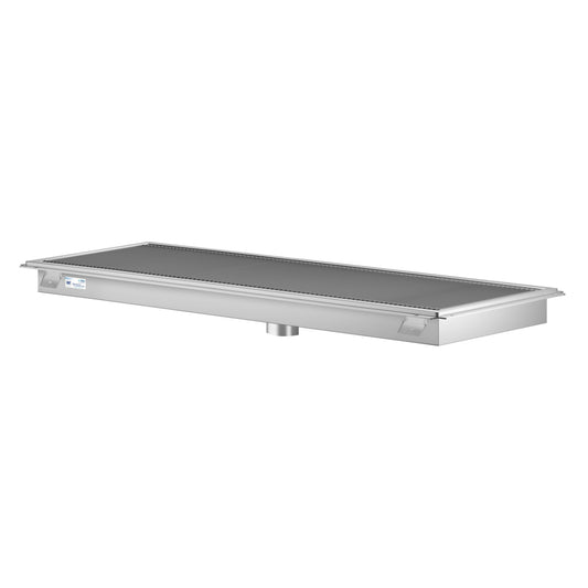 KOOLMORE 24" x 60" Stainless Steel Floor Trough Drain, 14-Gauge with Subway-Style Grating & Removable Drain Basket, NSF Listed - KMFTG2460