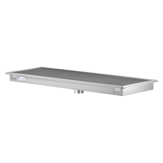 KOOLMORE 24" x 54" Stainless Steel Floor Trough Drain, 14-Gauge with Subway-Style Grating & Removable Drain Basket, NSF Listed  - KMFTG2454