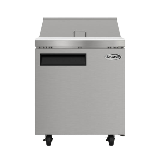 KOOLMORE 27" Commercial 1 Door Refrigerated Salad and Sandwich Prep Table, 8 Pan Capacity and 8 Cubic Feet of Storage - KMPTR271D
