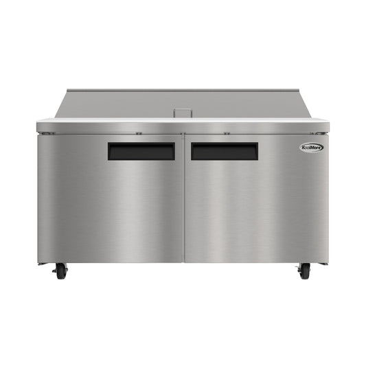 KOOLMORE 60" Commercial 2 Door Refrigerated Salad and Sandwich Prep Table, 16 Pan Capacity and 18.4 Cubic Feet of Storage - KMPTR602D