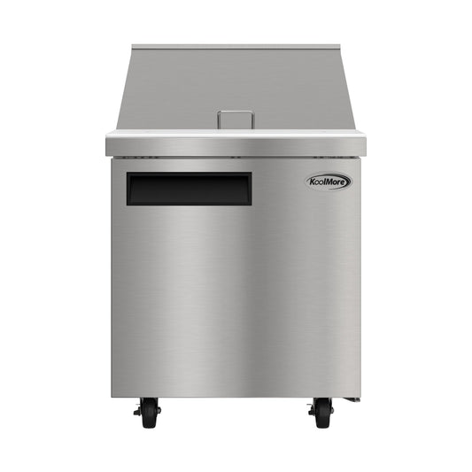 KOOLMORE 27" Commercial 1Door Refrigerated Mega Salad and Sandwich Prep Table, 12 Pan Capacity and 7.1 Cubic Feet of Storage - KMMPTR271D