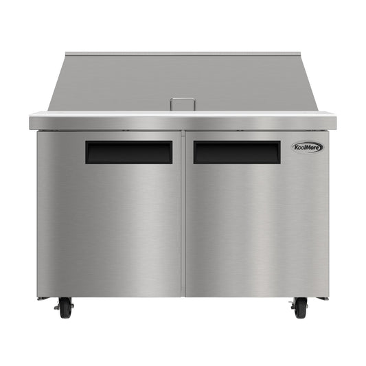 KOOLMORE 46" Commercial 2 Door Refrigerated Mega Salad and Sandwich Prep Table, 18 Pan Capacity and 14 Cubic Feet of Storage - KMMPTR462D
