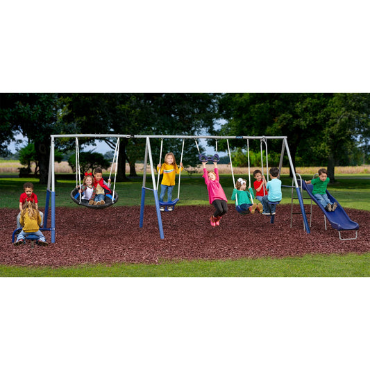 XDP Recreation Fun Swing Set w/See Saw, Super Disc, Swings, & Slide (For Parts) - 306311