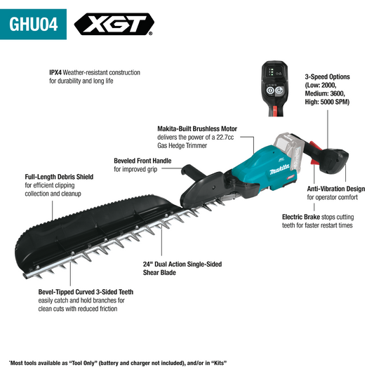 Makita 40V max XGT Brushless Cordless 24" Single‑Sided Hedge Trimmer (Tool Only) - GHU04Z