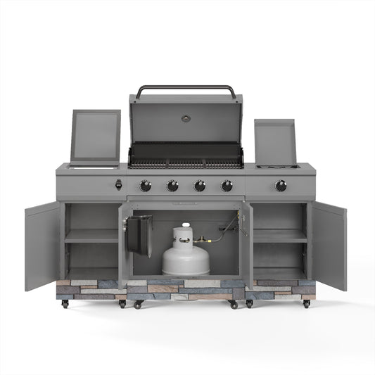 TYTUS Fresno 5-Burner LP/NG Convertible Grill in Gunmetal + Ash Stone - TDT-021-0104