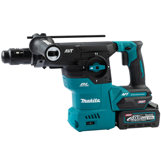 Makita 40V max XGT Brushless Cordless 1‑3/16" SDS‑PLUS AVT Rotary Hammer Kit, with Interchangeable Chuck, AWS Capable (4.0Ah) - GRH09M1