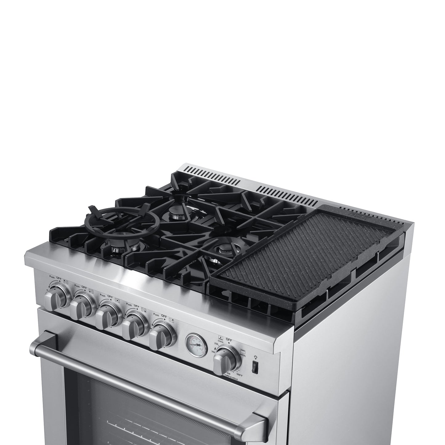 Forno 3-Piece Appliance Package - 30-Inch Gas Range with Air Fryer, French Door Refrigerator, and Dishwasher in Stainless Steel - AP3-6276-30
