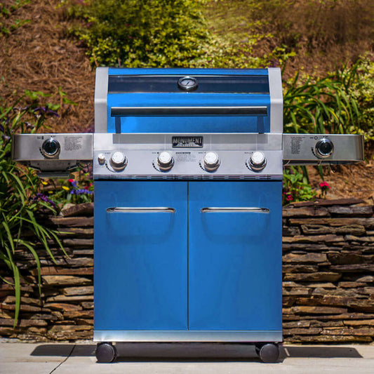 Monument Grills Classic 35633B Series | 4 Burner Propane Gas Grill in Blue - 35633B