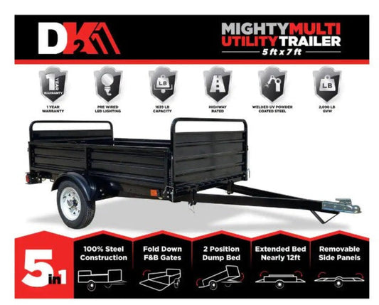 DK2 MMT5X7 1639 lb. Capacity 4.5 ft. x 7.5 ft. Extendable 12 ft Bed Trailer Kit New - MMT5X7