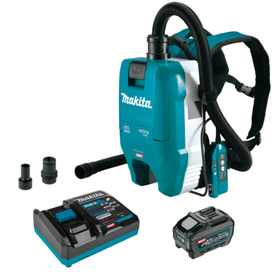 Makita 40V max XGT Brushless Cordless 1/2 Gallon HEPA Filter Backpack Dry Dust Extractor Kit, AWS Capable (5.0Ah) - GCV06T1
