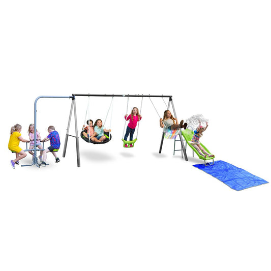 XDP Recreation Playground Park with Water Slide and Triple Fun Go Round - 412470