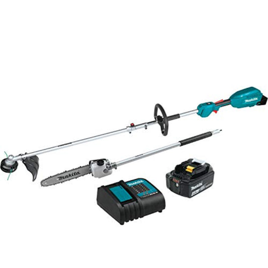 Makita 18V LXT Lithium‑Ion Brushless Cordless Couple Shaft Power Head Kit w/ 13" String Trimmer & 10" Pole Saw Attachments - XUX02SM1X4