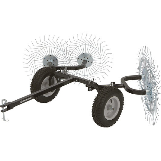 Strongway Acreage Rake 48in Dethatcher with 4 Tine Reels  - 49165