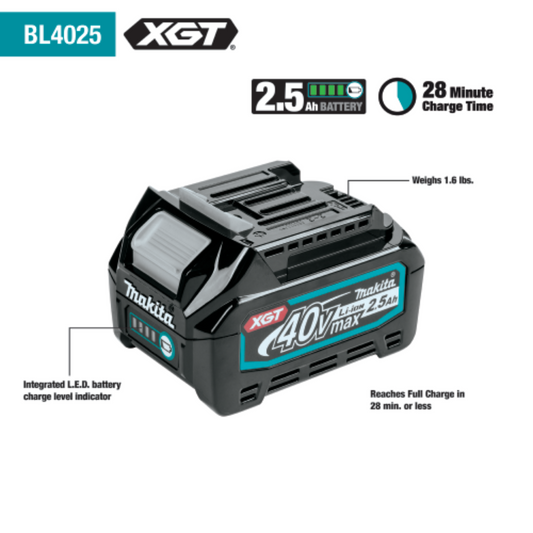 Makita 40V max XGT Brushless Cordless 4‑Speed High‑Torque 1/2" Sq. Drive Impact Wrench Kit w/ Detent Anvil (2.5Ah) - GWT03D