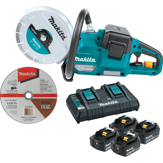 Makita XEC01PT1 36V LXT Brushless 9" Power Cutter Kit, 4 ea. battery, cut-off wheel, dual port charger, lock-off  - XEC01PT1