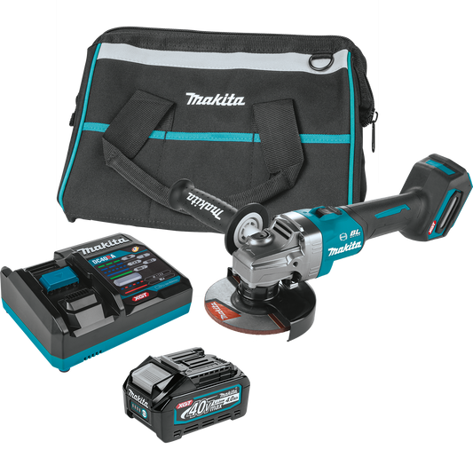 Makita 40V Max XGT Brushless Cordless 4‑1/2” / 5" Angle Grinder Kit, with Electric Brake (4.0Ah) - GAG01M1