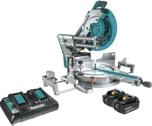 MakitaT 18V x2 LXT Lithium-Ion  Brushless Cordless 12" Dual-Bevel Sliding Compound Miter Saw with Laser Kit (5.0Ah) 12" Miter Saw Kit - XSL07PT