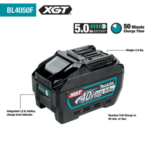 Makita 40V max XGT Brushless Cordless 4‑Sp. High‑Torque 1" Sq. Drive D‑Handle Extended Anvil Impact Wrench kit w/ Friction Ring (5.0Ah) - GWT10T