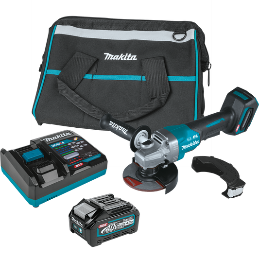 Makita 40V Max XGT Brushless Lithium-Ion 4-1/2 in./5 in. Cordless Paddle Switch Angle Grinder Kit with Electric Brake (4 Ah) - GAG03M1