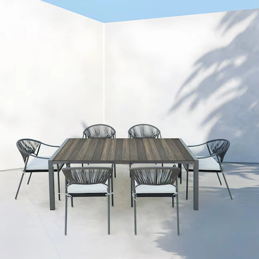 Deko Living 6 Piece Seating Black Outdoor Patio Dining Chairs and Table Set  - COP30803