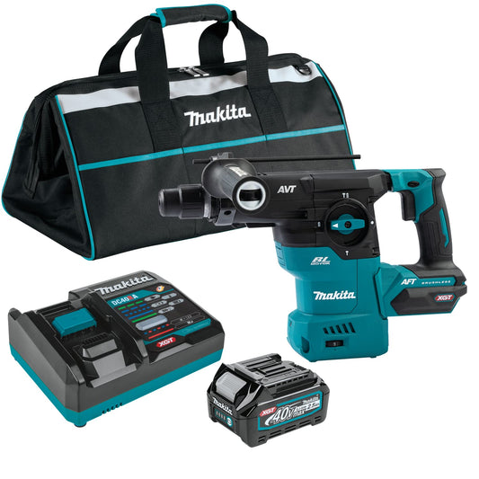 Makita 40V Max XGT Brushless Lithium-Ion 1-3/16 in. Cordless AVT AWS Rotary Hammer Kit (4 Ah) & FREE Makita GRH07ZW - GRH08M1
