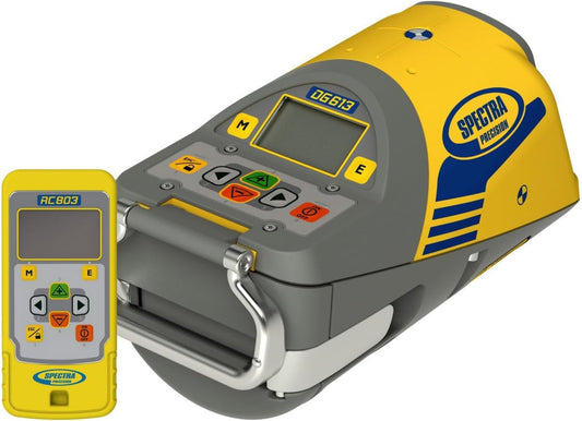 Spectra Precision DG613 Pipe Laser with RC803 Remote Control, Trivet Plate, Target, Rechargeable NiMH Batteries, Charger, Carrying Case for Laying Pipes - DG613