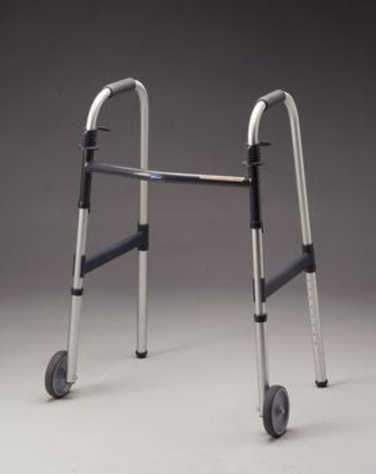 Patterson Medical - Walker with Wheels Paddle Type Aluminum Frame 300 lbs. Weight Capacity 27 to 33 Inch Height - 563418